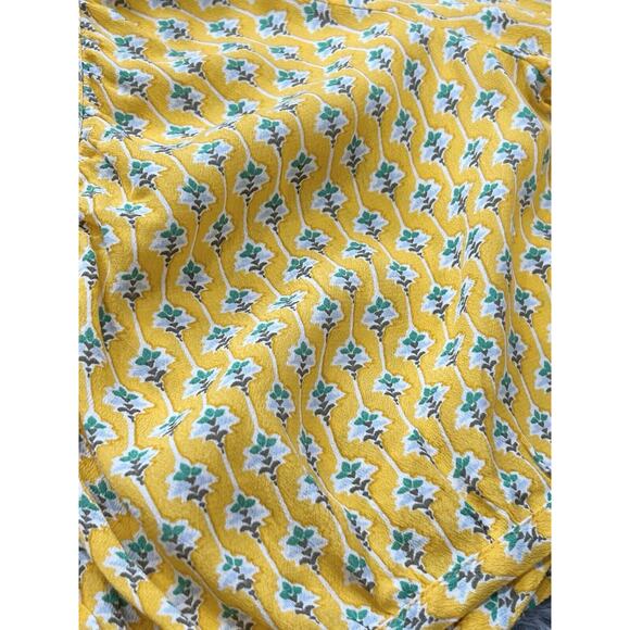 RHODE Women's Dainty Lotus Print Wrap Top Yellow‎ Turquoise Size Medium NWT - Picture 4 of 5